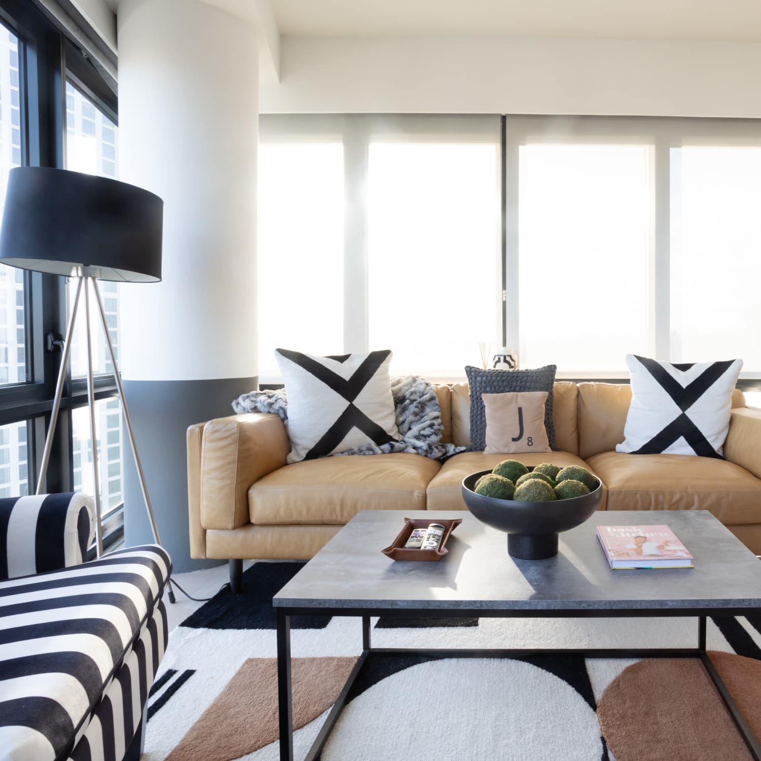 Black and camel living room shop